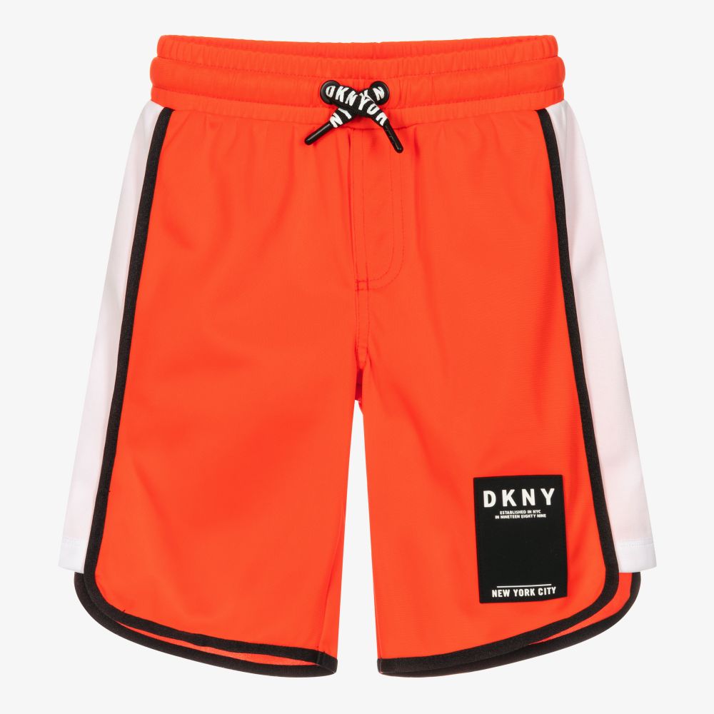 DKNY - شورت تينز ولادي لون برتقالي فاقع | Childrensalon