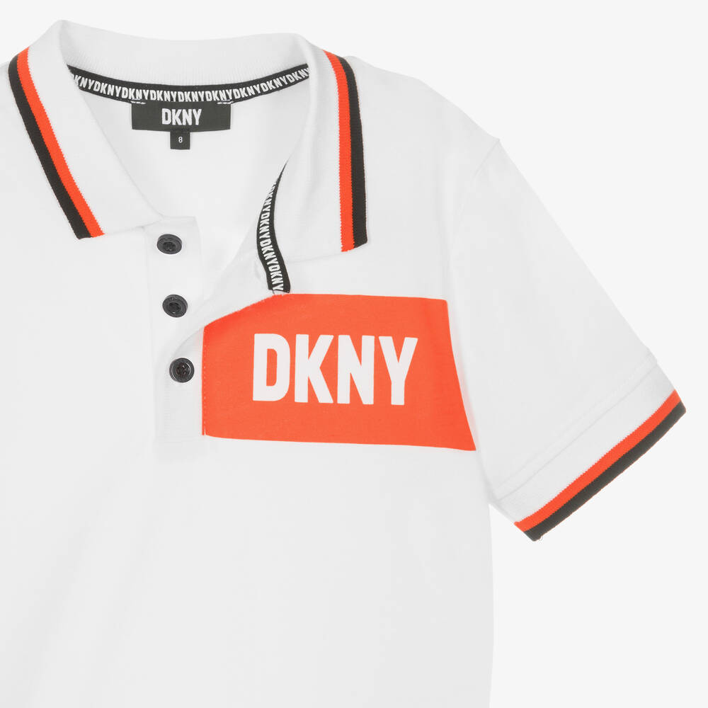 DKNY-Teen Boys White Cotton Jersey Polo Shirt | Childrensalon Outlet