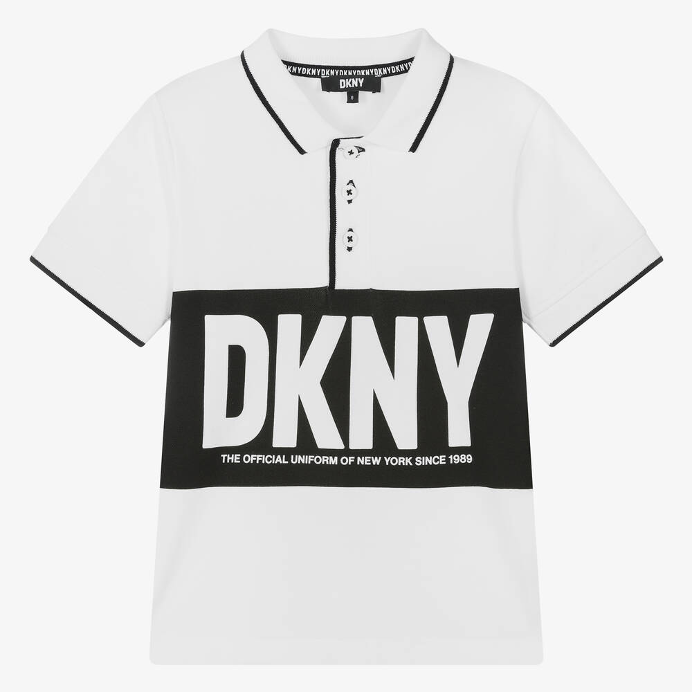 DKNY-Teen Boys White Cotton Polo Shirt | Childrensalon Outlet