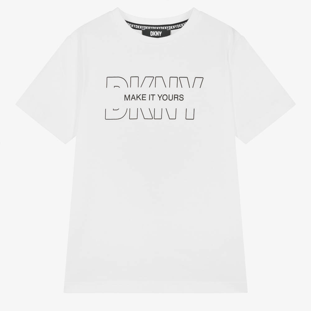 DKNY - Белая хлопковая футболка для мальчиков-подростков | Childrensalon