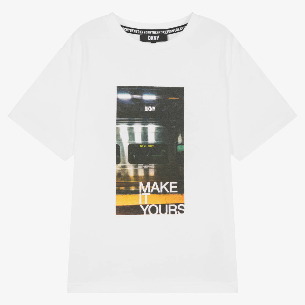 DKNY-Teen Boys White Cotton T-Shirt | Childrensalon Outlet