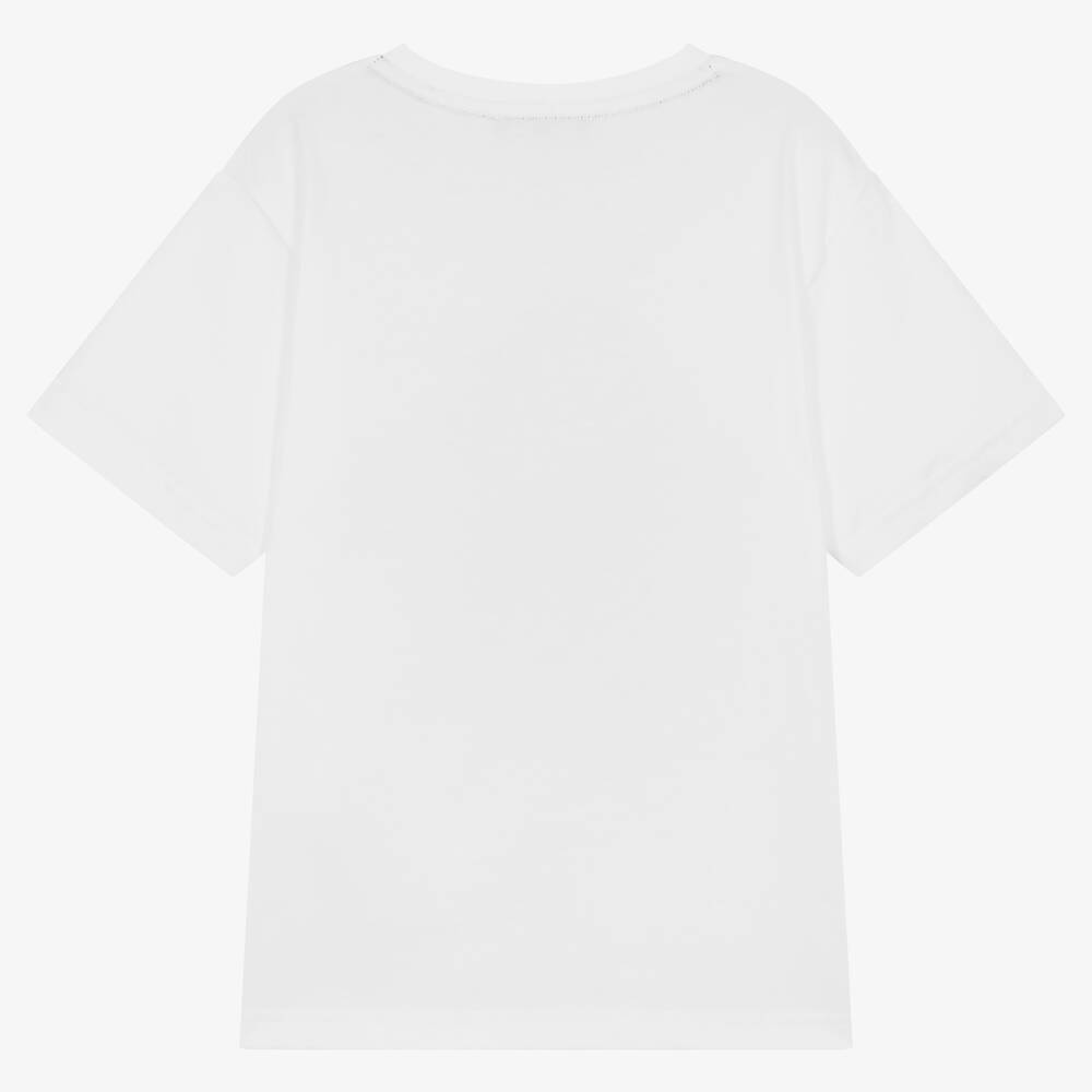 DKNY-تيشيرت تينز ولادي قطن لون أبيض | Childrensalon Outlet