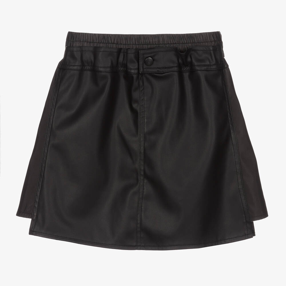 DKNY - تنورة تينز بناتي جلد صناعي لون أسود | Childrensalon