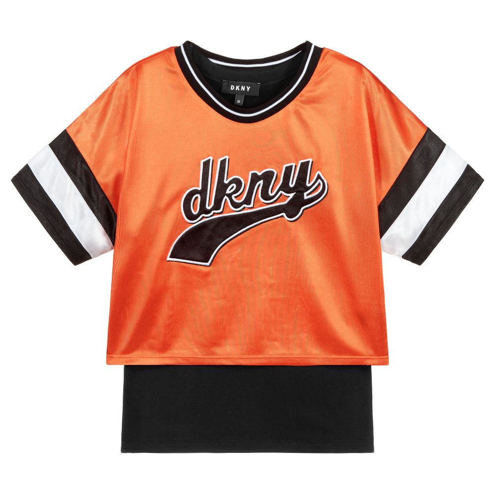 DKNY - طقم توب 2 ب 1 لون برتقالي وأسود | Childrensalon