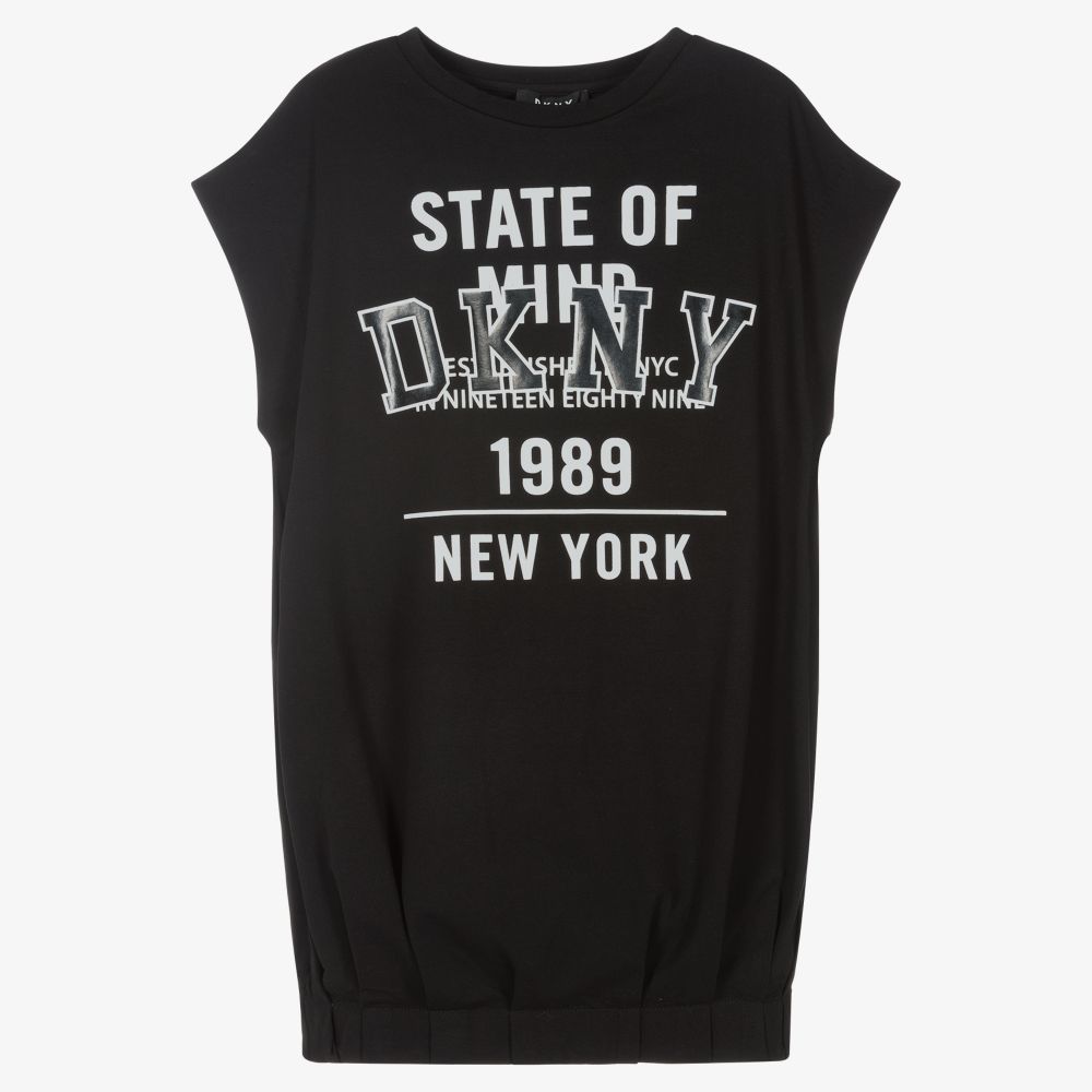 DKNY - فستان تينز قطن عضوي جيرسي لون أسود | Childrensalon