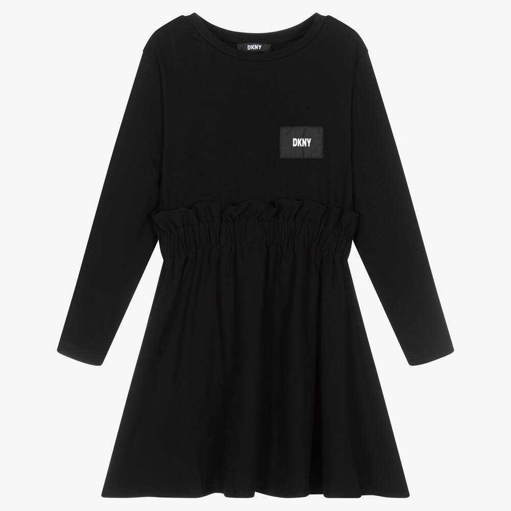 DKNY Robe noire en coton ado Childrensalon Outlet