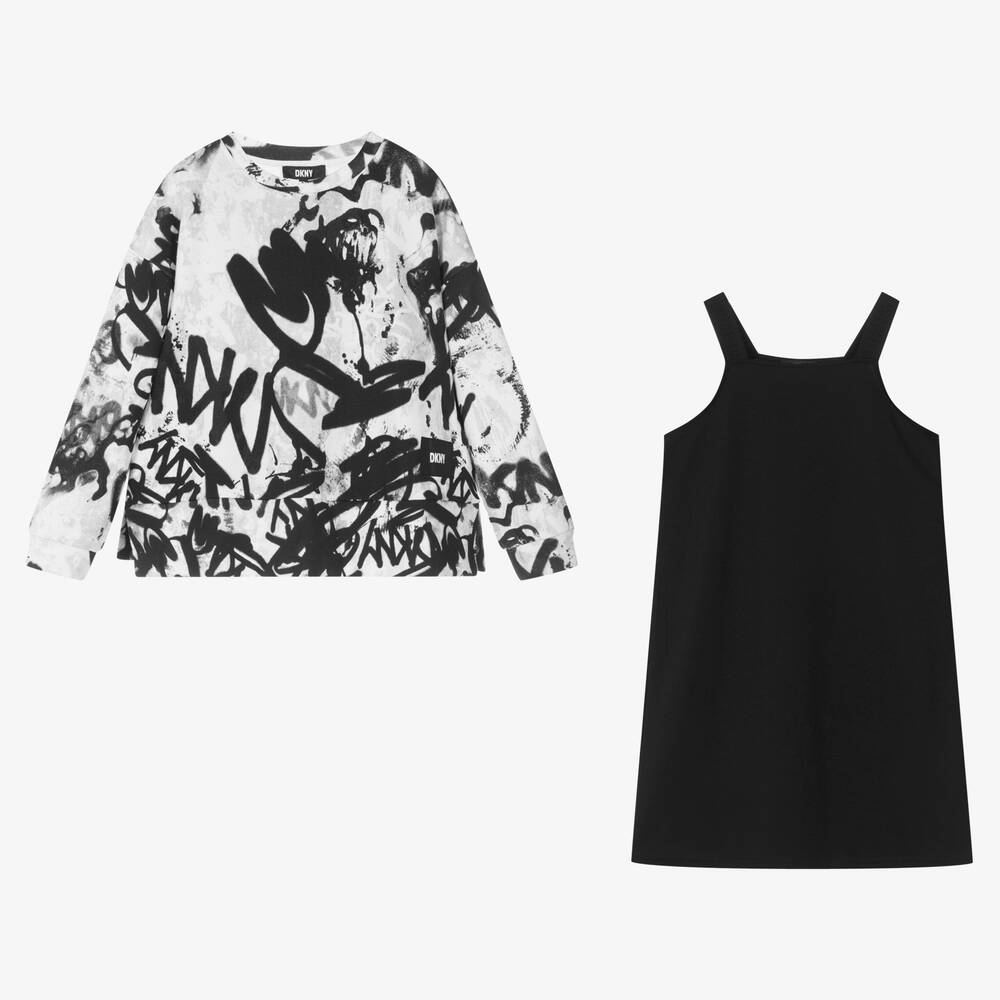 DKNY-Teen Girls Black Cotton Graffiti Dress Set | Childrensalon Outlet