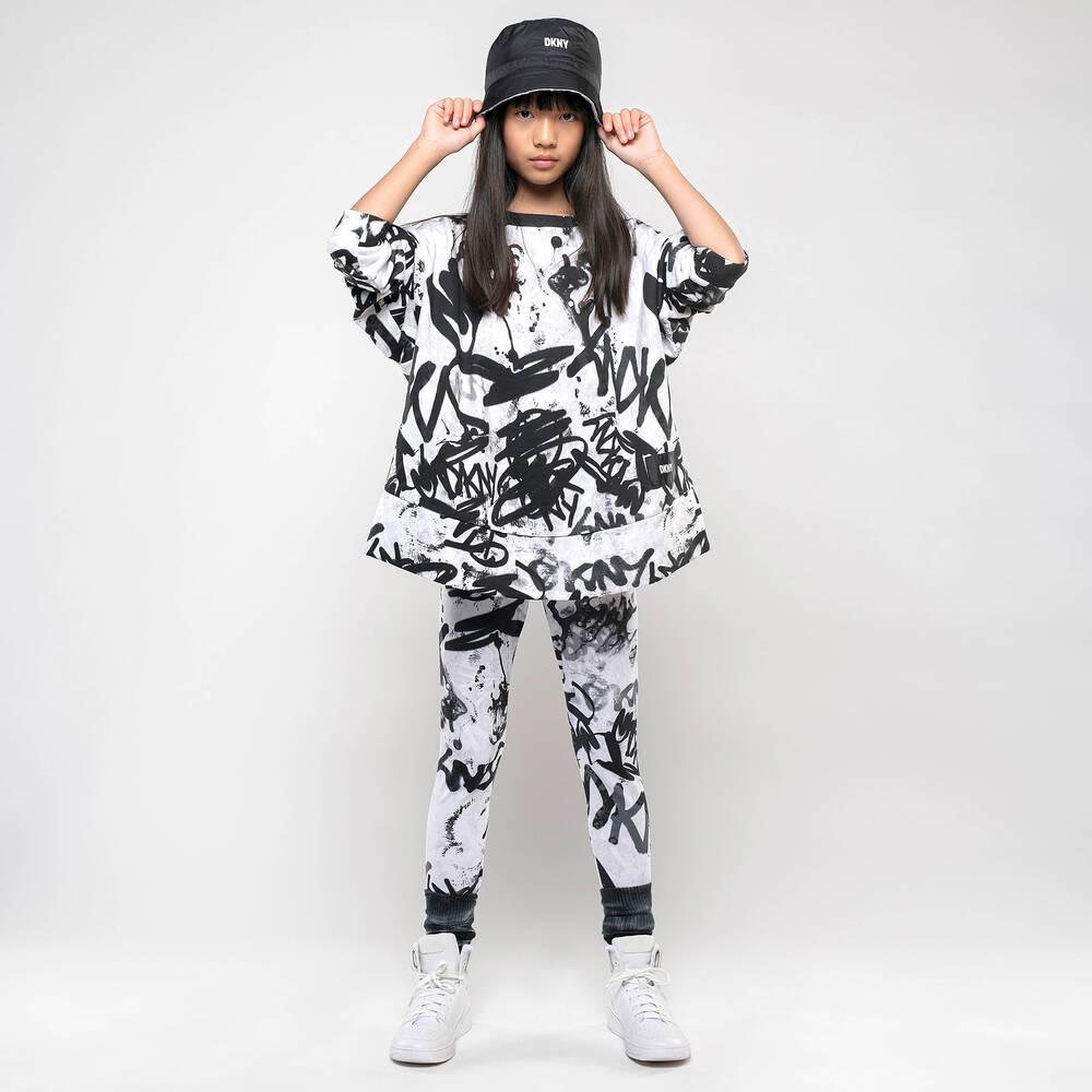 DKNY-Teen Girls Black Cotton Graffiti Dress Set | Childrensalon Outlet