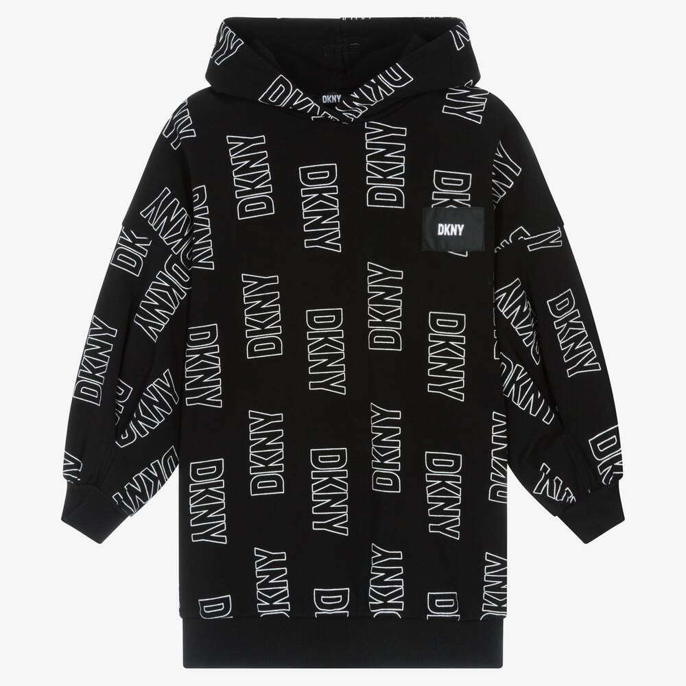 DKNY - Teen Girls Black Cotton Hoodie Dress | Childrensalon