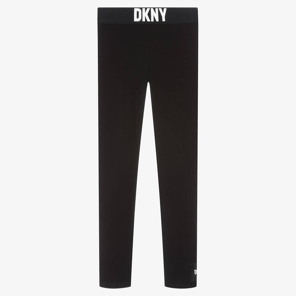 DKNY - ليقنز  قطن جيرسي لون أسود للمراهقات | Childrensalon