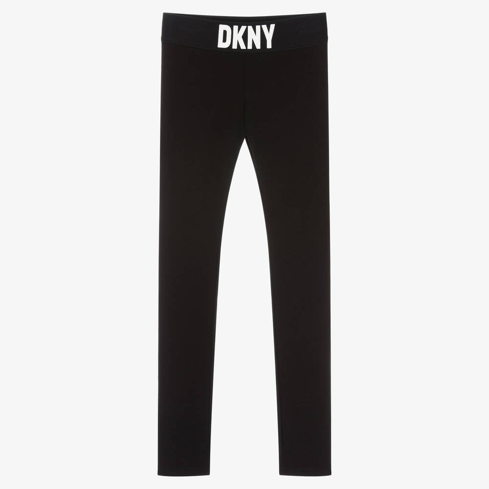 DKNY - Teen Girls Black Cotton Logo Leggings | Childrensalon