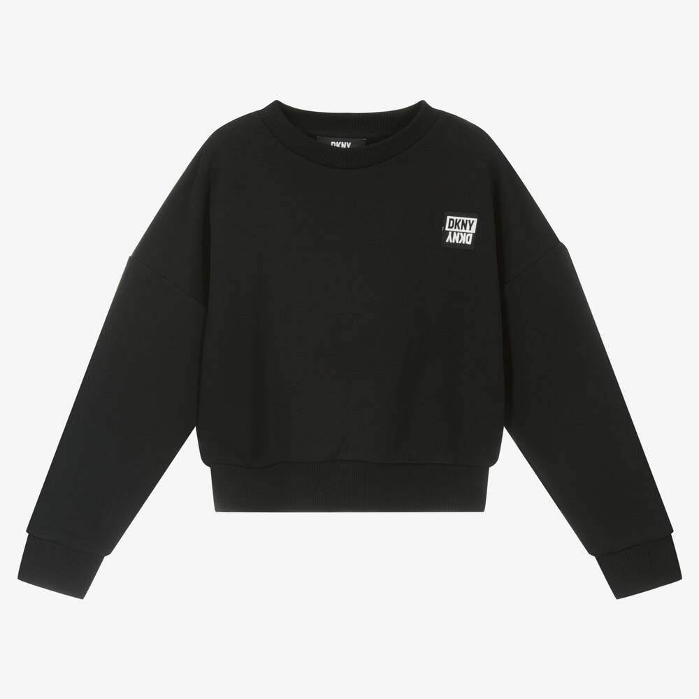 DKNY - Teen Girls Black Cotton Logo Sweatshirt | Childrensalon