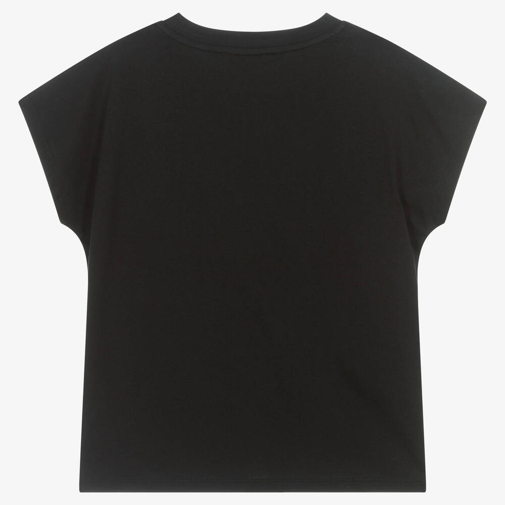 DKNY-Teen Girls Black Cotton Slogan T-Shirt | Childrensalon Outlet