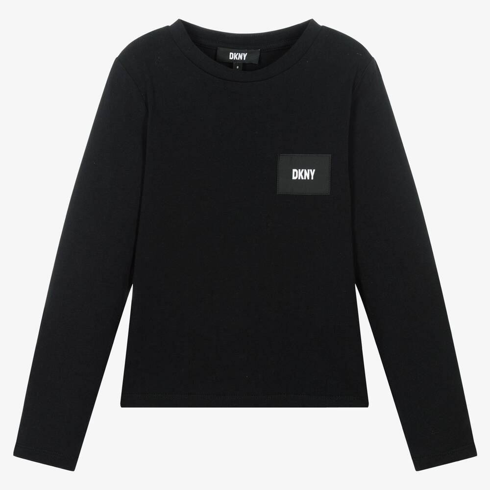 DKNY - Haut noir en coton ado fille | Childrensalon