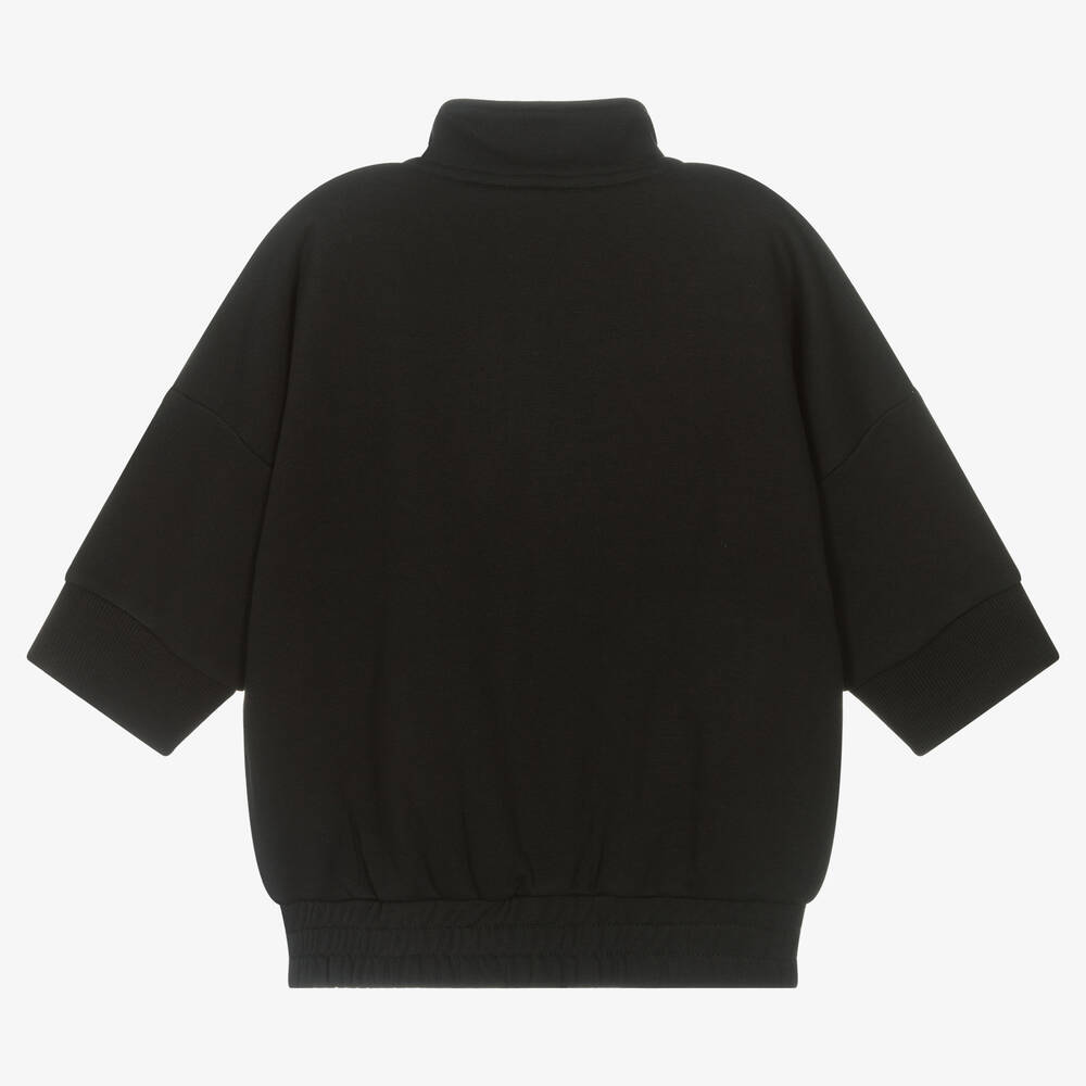 DKNY-Teen Girls Black Cotton Zip-Up Logo Top | Childrensalon Outlet
