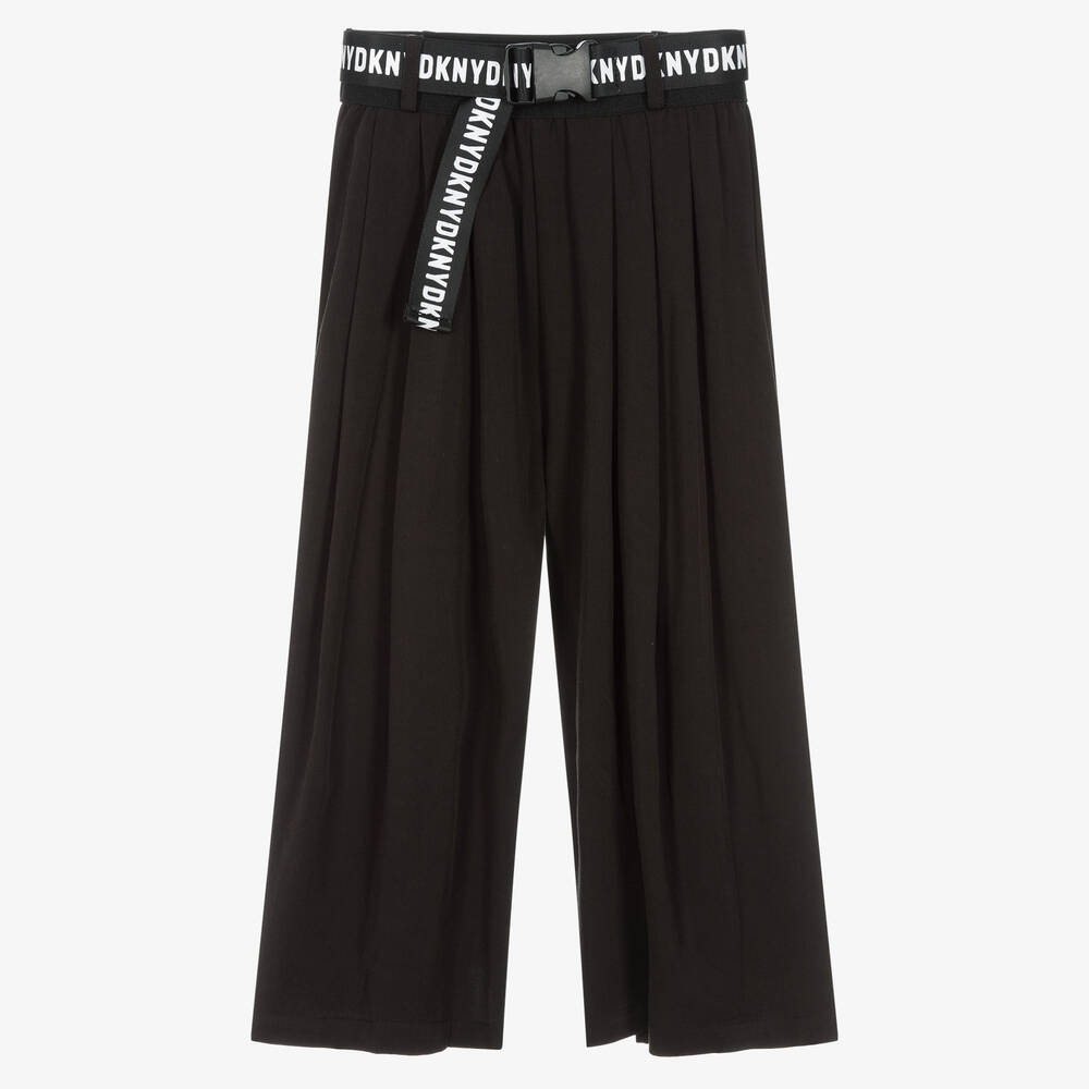 DKNY - Teen Girls Black Cropped Wide-Leg Trousers | Childrensalon