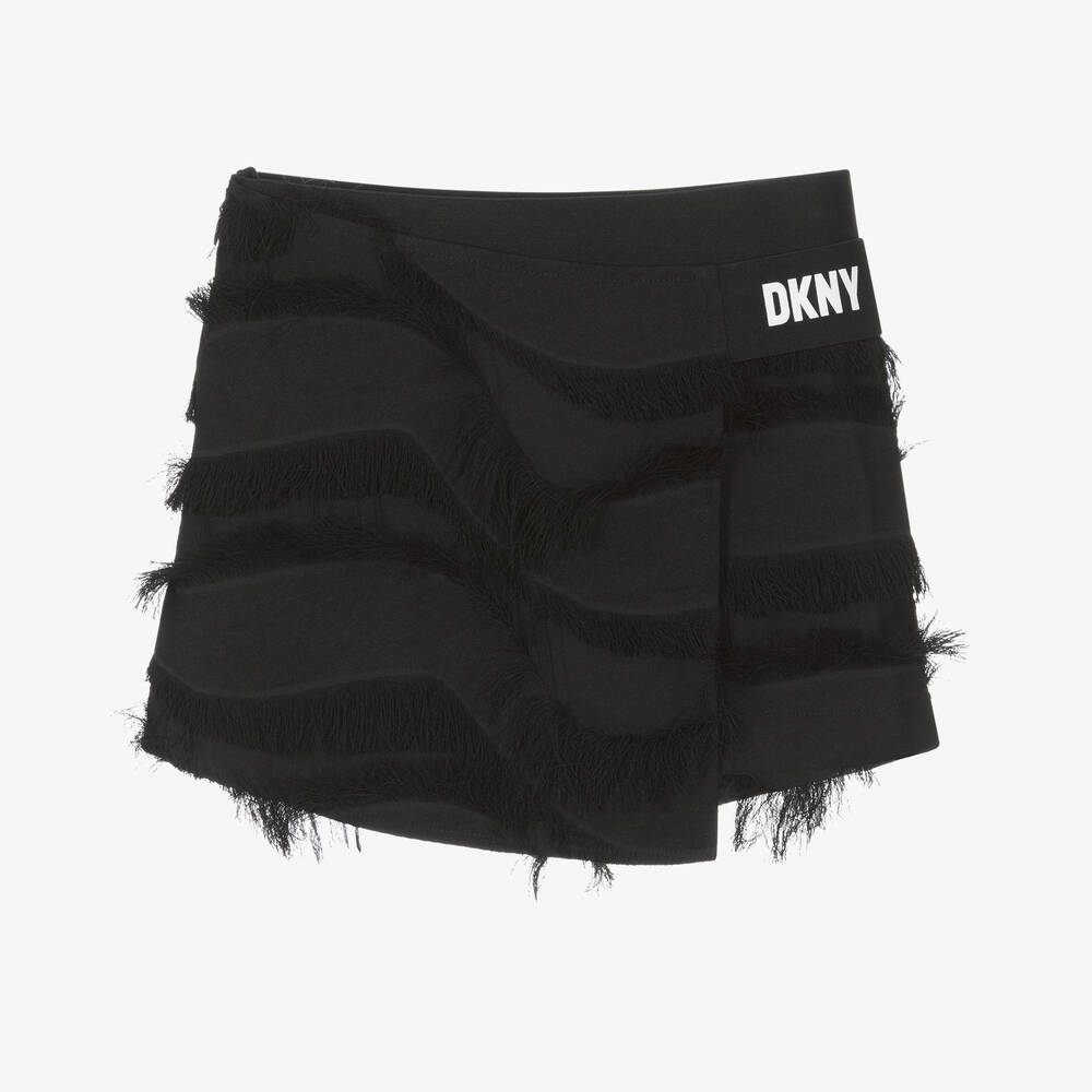 DKNY - Jupe-short noire à franges ado | Childrensalon