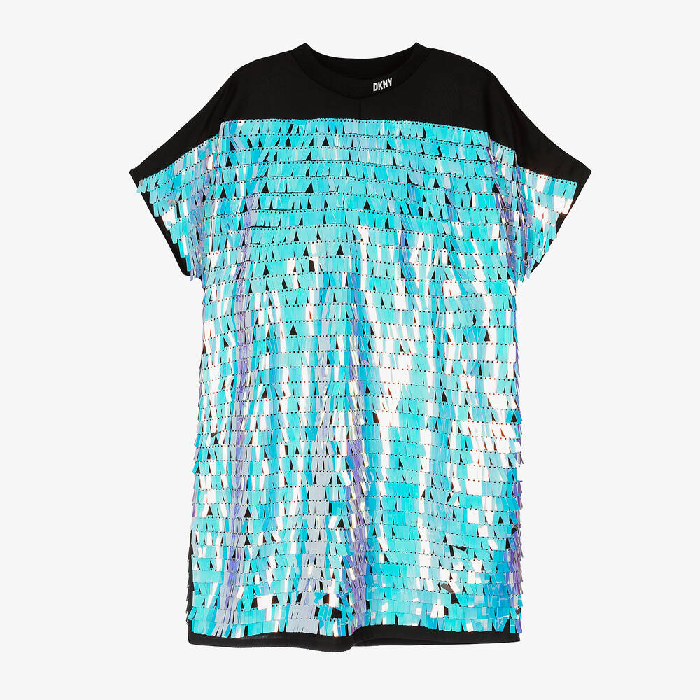 DKNY - Teen Girls Black Iridescent Sequin Dress | Childrensalon