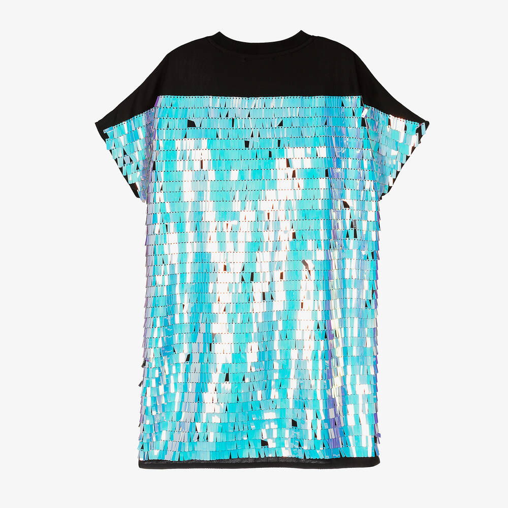 DKNY Teen Girls Black Iridescent Sequin Dress