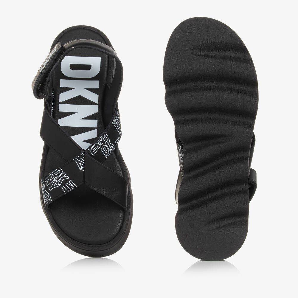 DKNY-صندل جلد لون أسود للمراهقات | Childrensalon Outlet