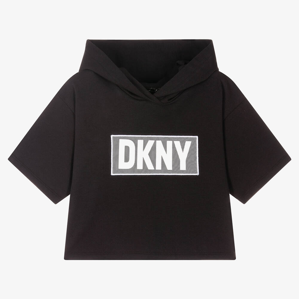 DKNY - Sweat noir à capuche Ado fille | Childrensalon