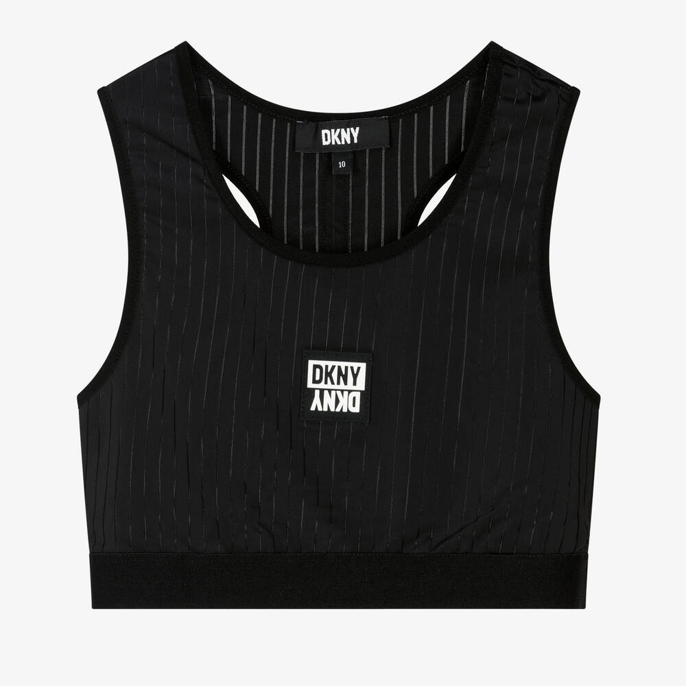 DKNY - Teen Girls Black Logo Sports Top | Childrensalon