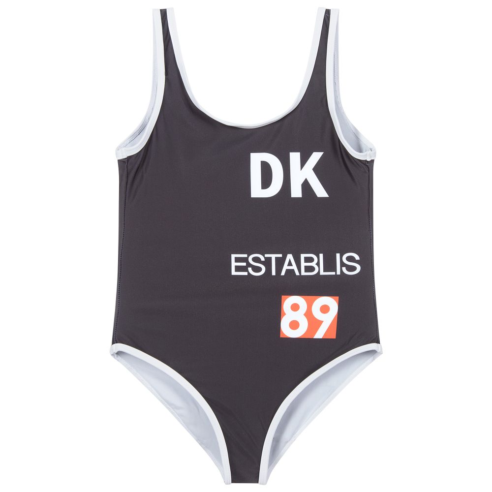 DKNY - Teen Girls Black Logo Swimsuit | Childrensalon