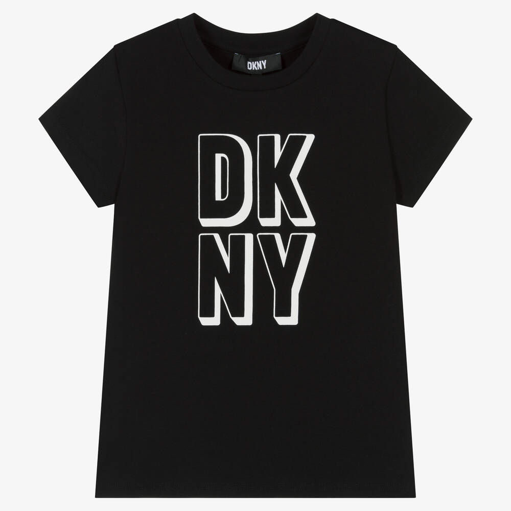 DKNY - Teen Girls Black Logo T-Shirt | Childrensalon