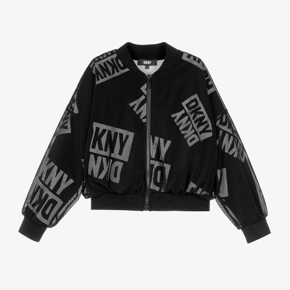 DKNY - Teen Girls Black Mesh Logo Jacket | Childrensalon