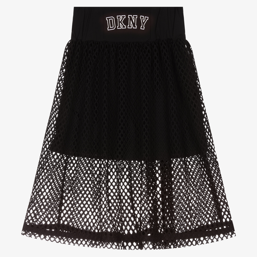 DKNY - تنورة تينز شبك لون أسود | Childrensalon