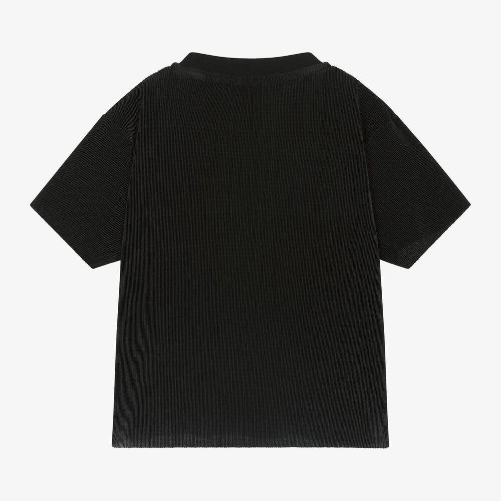 DKNY-تيشيرت بليسيه لون أسود للمراهقات | Childrensalon Outlet
