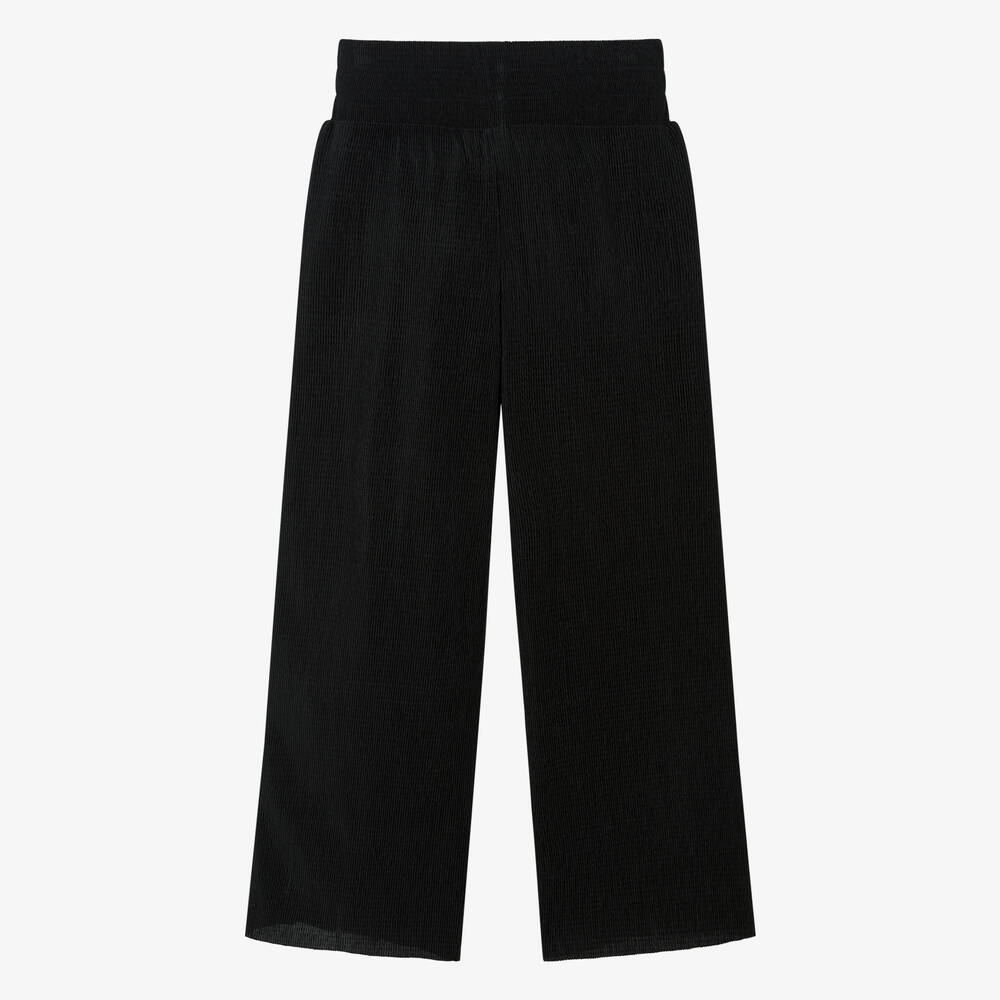 DKNY-Teen Girls Black Ribbed Wide Leg Trousers | Childrensalon Outlet