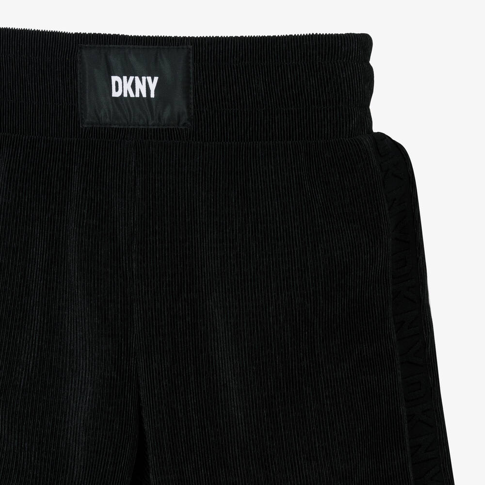 DKNY-Teen Girls Black Ribbed Wide Leg Trousers | Childrensalon Outlet