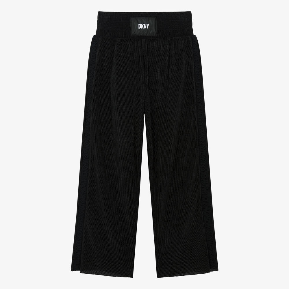 DKNY-Teen Girls Black Ribbed Wide Leg Trousers | Childrensalon Outlet