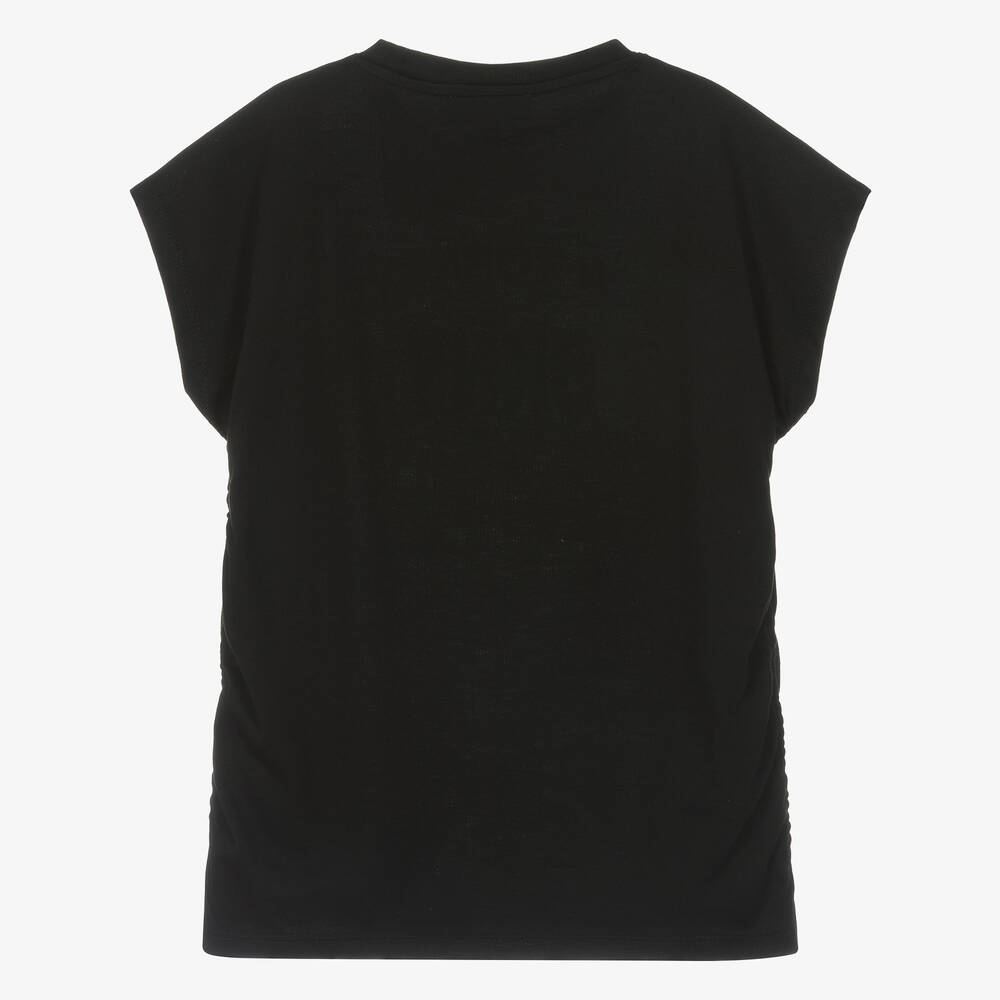 DKNY-Teen Girls Black Ruched Graphic T-Shirt | Childrensalon Outlet