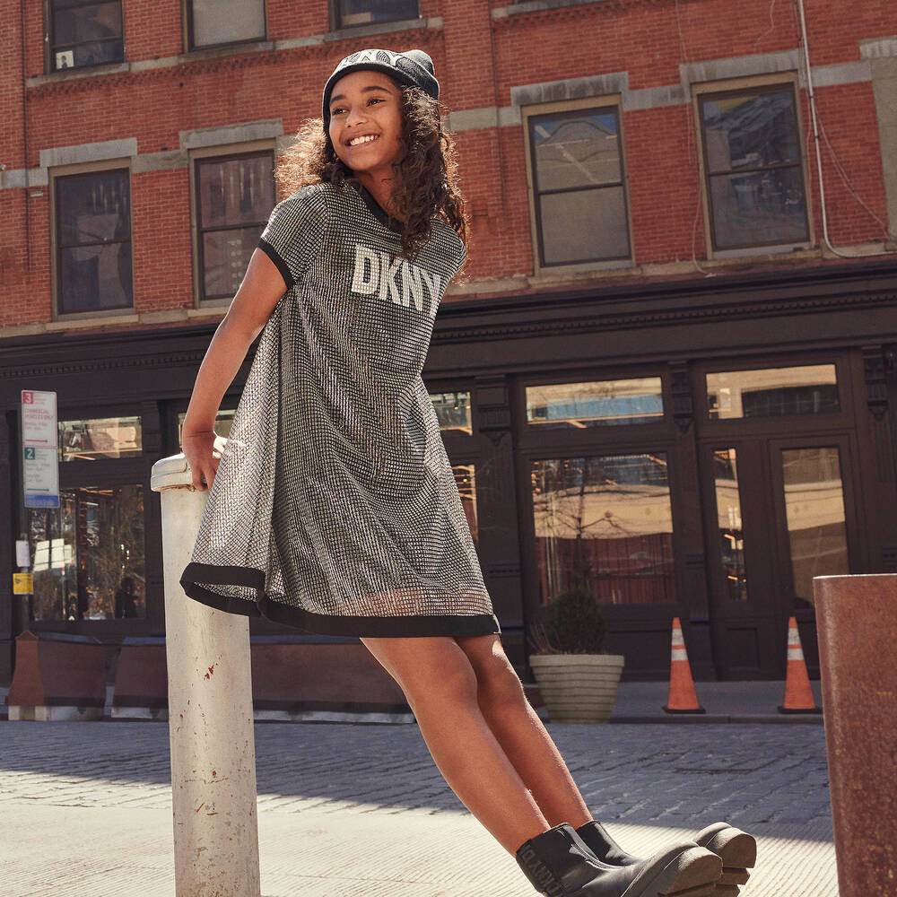 Girls black clearance and silver dress