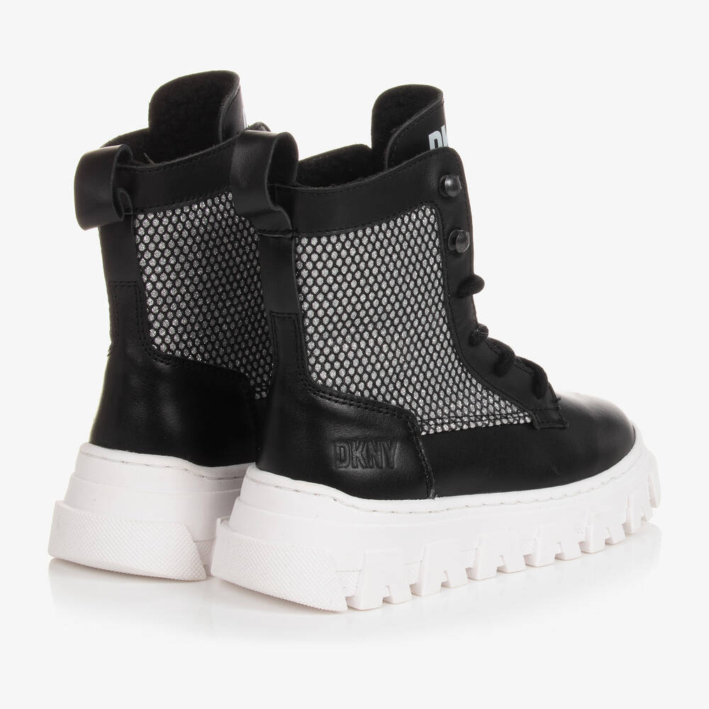 DKNY-Teen Girls Black & Silver Leather Boots | Childrensalon Outlet
