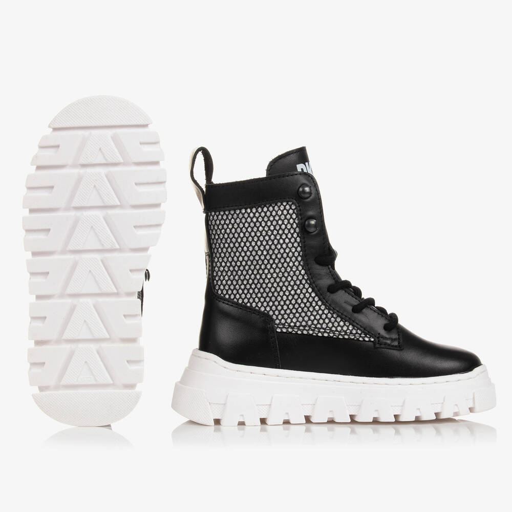 DKNY-Teen Girls Black & Silver Leather Boots | Childrensalon Outlet