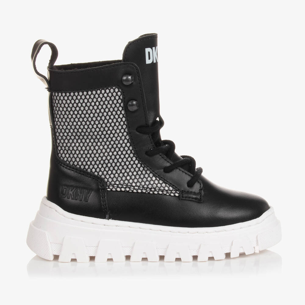 DKNY-Teen Girls Black & Silver Leather Boots | Childrensalon Outlet