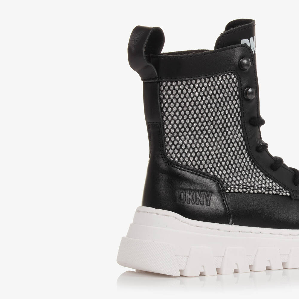 DKNY-Teen Girls Black & Silver Leather Boots | Childrensalon Outlet