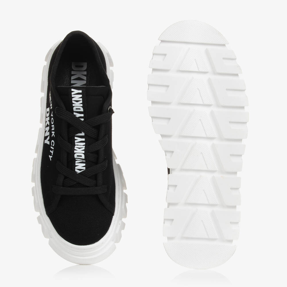 DKNY-Teen Girls Black & White Canvas Trainers | Childrensalon Outlet