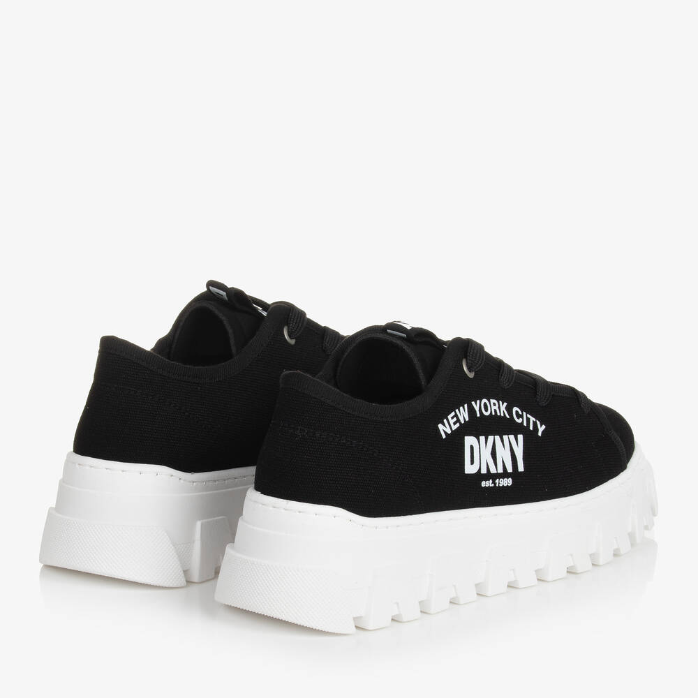 DKNY-Teen Girls Black & White Canvas Trainers | Childrensalon Outlet