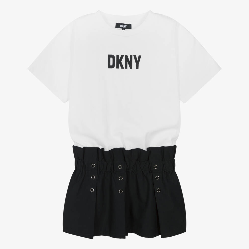 DKNY-Teen Girls Black & White Cotton Dress | Childrensalon Outlet