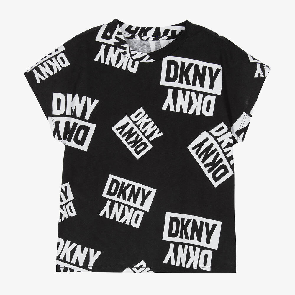 DKNY - Teen Girls Black & White Cotton T-Shirt | Childrensalon