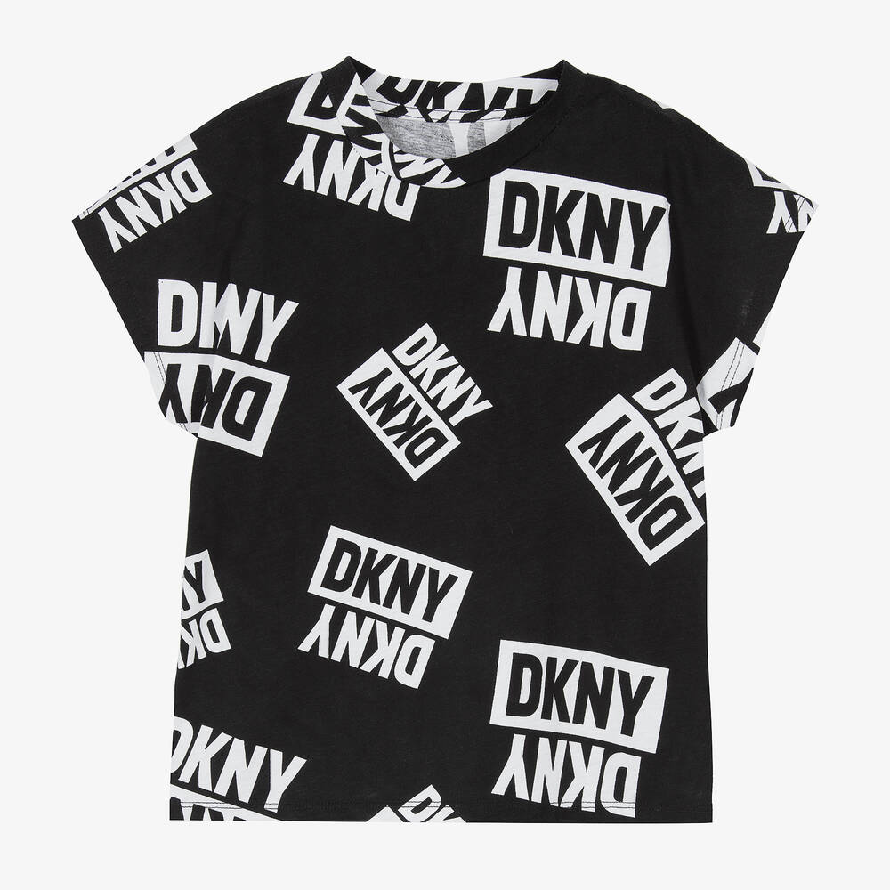 DKNY-Teen Girls Black & White Cotton T-Shirt | Childrensalon Outlet