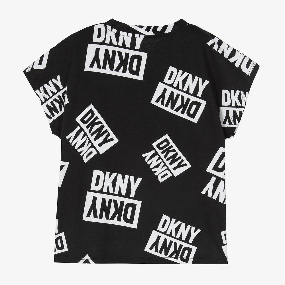 DKNY-Черно-белая хлопковая футболка | Childrensalon Outlet