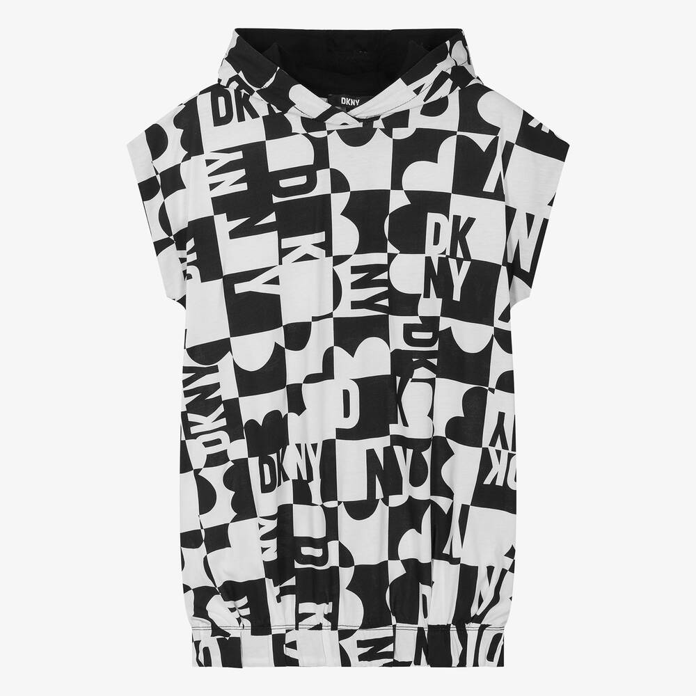 DKNY-Teen Girls Black & White Hooded Dress | Childrensalon Outlet
