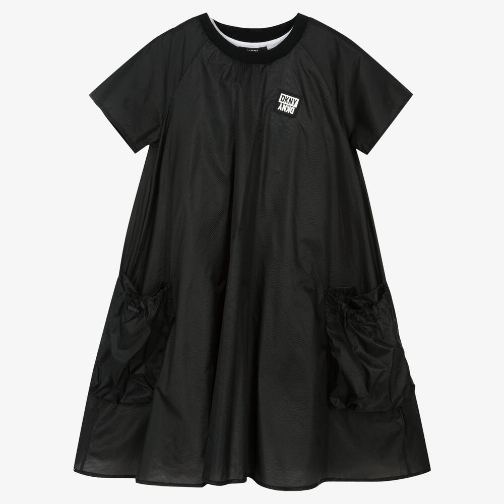 DKNY - Teen Girls Black & White Logo 2-in-1 Dress | Childrensalon