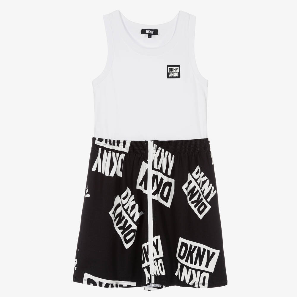 DKNY - Robe noire et blanche ado fille | Childrensalon