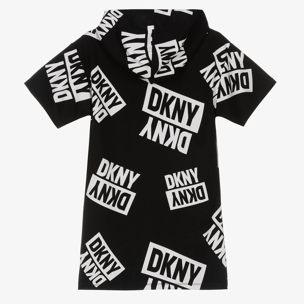 DKNY-Teen Girls Black & White Logo Hooded Dress | Childrensalon Outlet
